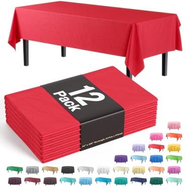 Imagem de Party Solids Toalha de mesa retangular de plástico premium 137 x 274 cm - vermelha
