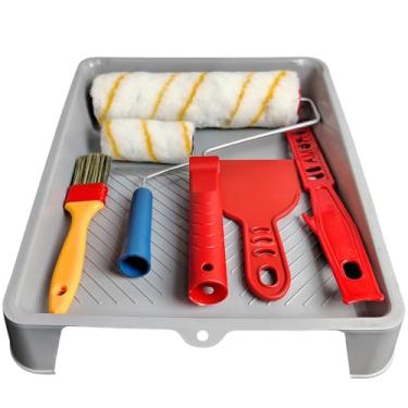 Imagem de Kit Completo de Pintura de Parede Profissional com Rolo Anti Gotas, Cabo, Espatula e Trincha