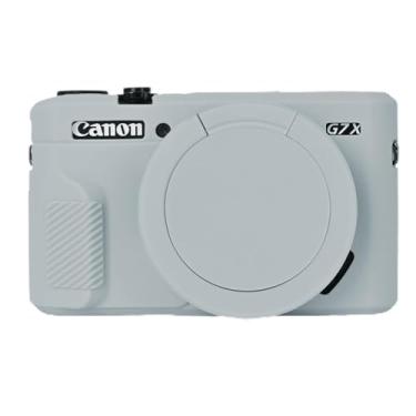Imagem de Capa G7X Mark II, capa protetora para câmera digital Canon Powershot G7X Mark II, capa de lente removível, capa de silicone macia, capa protetora de borracha para o corpo - cinza claro