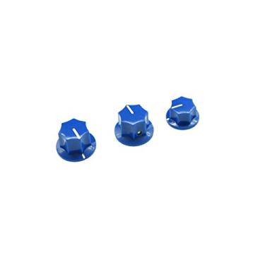 Imagem de KIAISH Conjunto de 3 puxadores de latão azul com inserção EUA Spec 1/10.2 cm botões grandes e pequenos para baixo Jazz J Bass