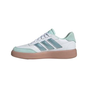 Imagem de adidas Tênis esportivo infantil unissex Courtblock, Branco/Cinza Mágico Metálico/Halo Mint, 7 Big Kid