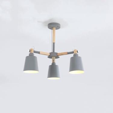 Imagem de OASISEN Lustre Sputnik de decoração de madeira vintage moderno LED metal luminária suspensa macaroon delicado para restaurante, armazém, celeiro, sala de estar