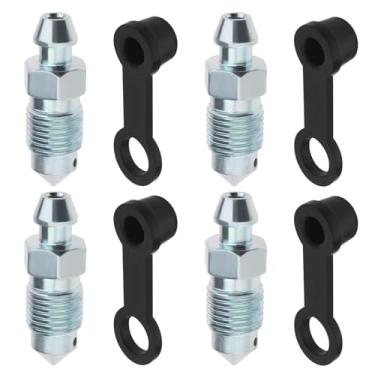 Imagem de ECSiNG 4 peças M10 x 1 mm parafuso de sangramento com tampa contra poeira, pinça de freio a disco, parafuso de escape, acessórios de metal galvanizado para motocicletas, carros, bombas de freio