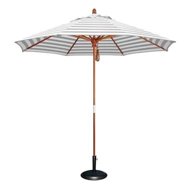 Imagem de Guarda-chuva de jardim Guarda-chuva de madeira sólida para pátio,7 pés e 9 pés,emenda telescópica,compacta,redonda,coluna média,para áreas externas,praia, cabine de café Base preenchível