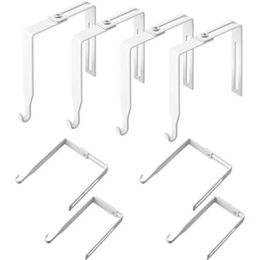 Imagem de Cabides ajustáveis para cubículos universal conjunto de ganchos de metal para espelho de porta, ajustável para painéis com espessura de 3,5 a 8,5 cm para quadro branco de escritório (branco, 4 peças)