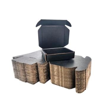 Imagem de JIKEER2 50 pacotes de caixas de envio pequenas de 4x4x1 polegadas, caixas de embalagem de papelão ondulado preto