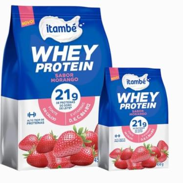 Imagem de 2 Unidades - Whey Protein Complemento Alimentar em pó Itambé 450 gr- Sabor Morango