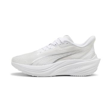 Imagem de PUMA Tênis de corrida feminino Darter Pro, Sun Stream-Sunset Glow, 38, Branco e prata, 38