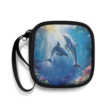 Imagem de Puganiruo Capa para fone de ouvido Blue Dolphin bolsa de armazenamento bolsa de armazenamento para fone de ouvido bolsa de armazenamento para fone de ouvido, teclas Bluetooth