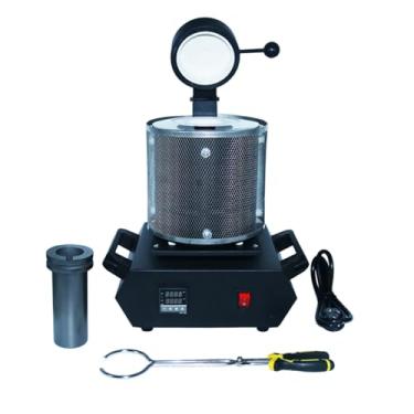 Imagem de Forno de fundição elétrica de 3 kg de ouro, kit de fundição de controle de temperatura de 1150 ° C com cadinho de grafite para prata, ouro, cobre, alumínio,110V