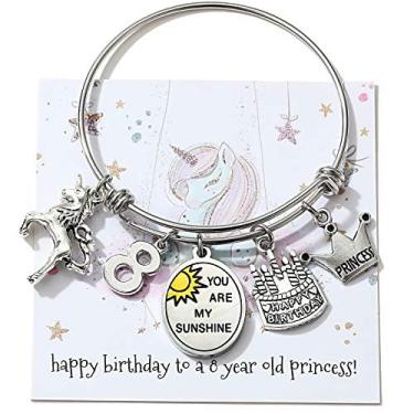 Imagem de de 4 a 100 anos para meninas e mulheres 6, 10, 13, 16, 18, 21, 30, 40, 50, pulseiras ajustáveis