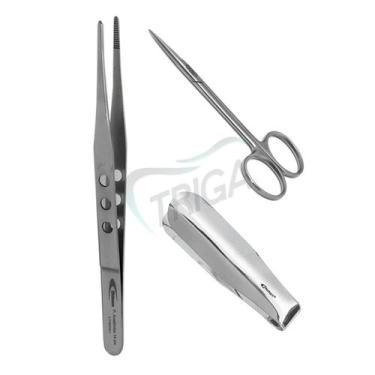 Imagem de Kit Podologia Aplicação de Gaze - Tesoura Iris, Aplicador de Gaze e Pi