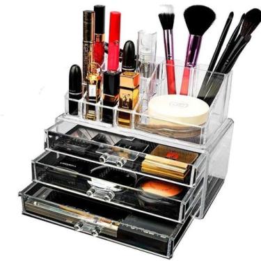 Imagem de Caixa Organizadora de Maquiagem em Acrílico 3 Gavetas 16 D - Shophalle