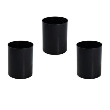 Imagem de Kit 3 Lixeiras 12l Sem Tampa P/ Banheiro (preto E Branco) - JSN, Preto