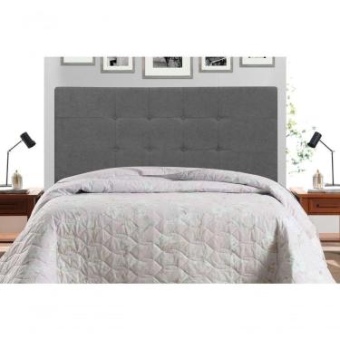 Imagem de Cabeceira Maveric Estofada Com Botão De Tecido Para Cama Box Casal Queen Size 164cm Chumbo