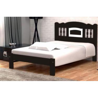 Imagem de Cama Queen Size Bella de Madeira Maciça Tauari - Cor Tabaco/Branco