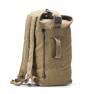 Imagem de Mochila de grande capacidade para bolsa de viagem masculina mochila masculina de lona bolsas de ombro para mochilas masculinas(Khaki1,18 * 10 * 8in)