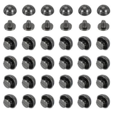 Imagem de PATIKIL Pregos de ponta de cúpula de 1/5.1 cm, 100 conjuntos de cabeça redonda tipo cogumelo, parafusos de cabeça redonda, rebites para roupas de couro, cintos de artesanato, bolsas de mão, preto