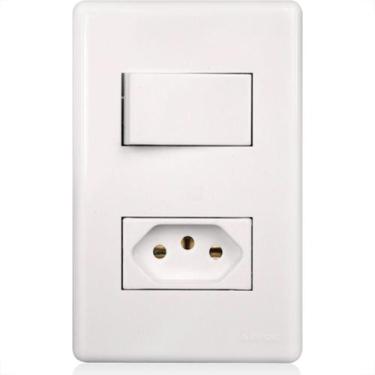 Imagem de Conjunto Steck Linha Stella Com Placa 1 Simples + 1 Tomada 2P+T. 10A. 