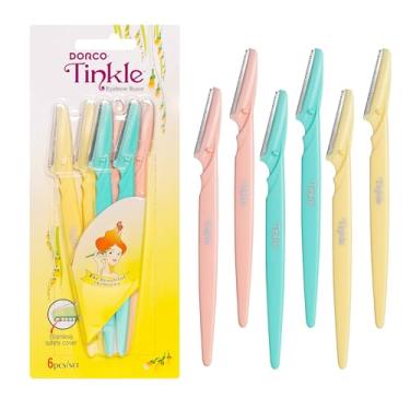 Imagem de Tinkle Dermaplaning Tool 6ct, lâmina Dermaplane para mulheres, removedor de manchas de pêssego seguro e fácil, aparador de sobrancelhas com capa protetora