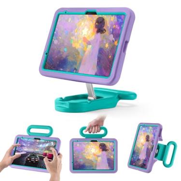Imagem de Capa infantil para iPad (A16) 11ª/10ª geração 10,9 polegadas 2025/2022, capa com alça à prova de choque, capa à prova de quedas para crianças para iPad Air 11 (M3/M2) 2025, suporte ajustável para