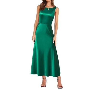 Imagem de Newshows Vestido longo longo maxi feminino 2025 com decote em V nas costas e madrinha de casamento 2025, Verde, P