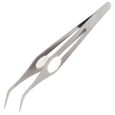 Imagem de The Beadsmith Pinça de precisão angular – ferramenta multiuso de aço inoxidável com ponta curva e aderência de almofada, 15,2 cm