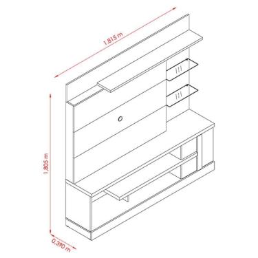 Imagem de Estante Home Theater Alan com Aparador Frizz Cinamomo Off White - Madetec