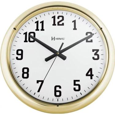 Imagem de Relógio De Parede Metalizado Dourado 40cm Herweg 6128 único