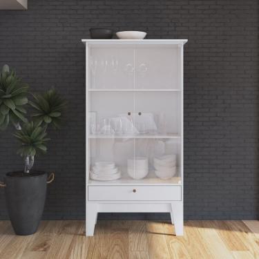 Imagem de Cristaleira 2 Portas em Vidro 2 Prateleiras Branco