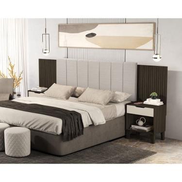 Imagem de Cabeceira Box Elena De Casal Expansível Chocolate/Off White – vj Móveis