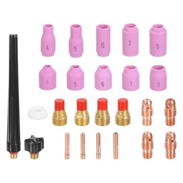 Imagem de HARFINGTON Kit de tocha Tig de 55 peças para WP-9, WP-20, WP-25 com tocha de soldagem TIG, conector de suporte de eletrodo de tungstênio, bocal de cerâmica para equipamentos relacionados à soldagem