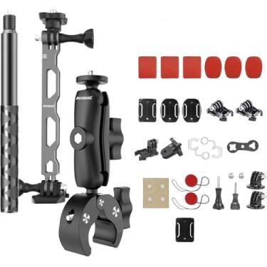 Imagem de Bike Motorcycle Handlebar Mounting Bundle Kit for Insta360, Third-Person Bicycle Handlebar Selfie Stick Clamp Action Camera Accessories Mount Compatible with Insta360 X4 X3 X2 X ONE GO3 S, GoPro etc