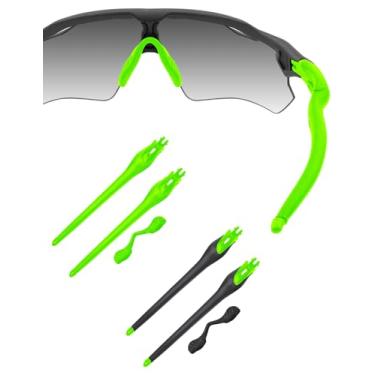 Imagem de HILEEN Óculos de sol de substituição verde brilhante para óculos de sol Oakley Radar EV Path Pitch Advancer - preto + verde