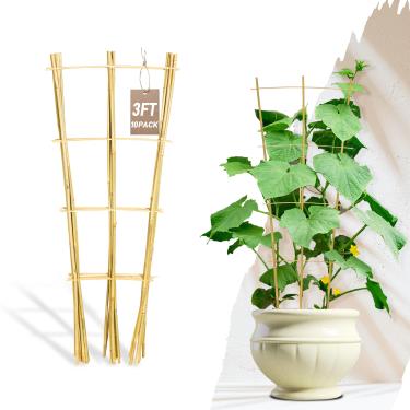 Imagem de Avalution Pacote Com 10 Treliças De Bambu Para Plantas Trepadeiras, Treliça Escada Jardim 3 Pés Em Vasos Internos, Suporte Pequenas Formato Leque Domésticas, Hera, Hoya, Trepadeira, Monstera