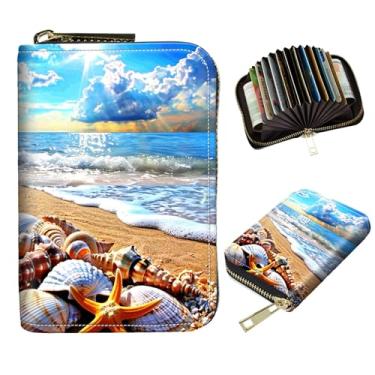 Imagem de DIGTIALL Porta-cartão de crédito para mulheres com zíper pequena carteira de couro PU com bloqueio de RFID, carteira organizadora de cartões, carteiras sanfonadas, presente para mulheres ou homens