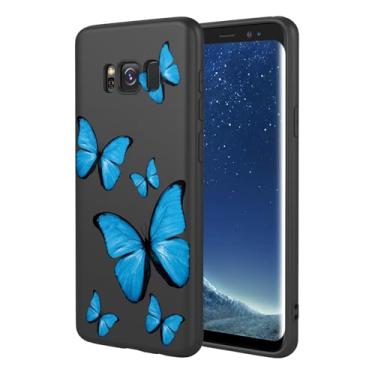Imagem de KOARWVC Capa de telefone para Galaxy S8, capa para Samsung S8 SM-G950U, design de padrão de borboleta, fina, protetora, macia, amortecedora, capa de telefone para Samsung Galaxy S8 borboleta preta