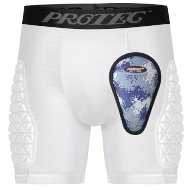 Imagem de PORTECㅤ Shorts De Compressão Acolchoados Para Jovens Com Bojo Esportivo Macio E Protetor Para Beisebol, Futebol Americano E Lacrosse (Branco, G)