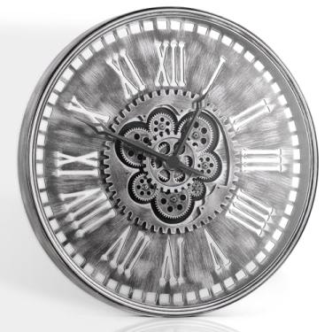 Imagem de TISEMENT Relógio de parede Farmhouse com engrenagens móveis 61 cm bronze antigo prata