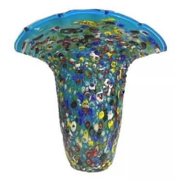Imagem de Vaso Murano Azul Grande Peça De Decoração Com 43cm, vaso Murano grande