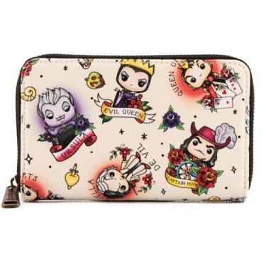 Imagem de Loungefly Carteira POP Disney Villains Tattoo All Over Print Faux Leather, Multi, tamanho �nico