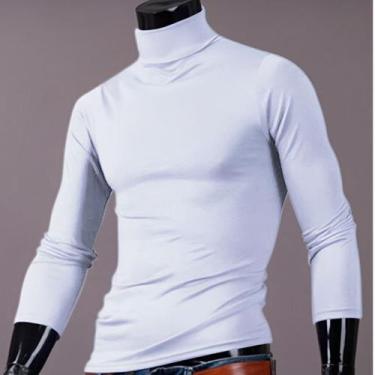 Imagem de Camiseta Estilo Gola Alta Masculina Segunda Pele Tecido Gelado - Slim 