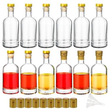 Imagem de HINGWAH Pacote com 12 garrafas de vidro de 85 g com tampas de cortiça, garrafas de licor transparentes de 100 ml com tampa em T para uísque, vinho, bebidas, cerveja, bebidas, óleo, sucos (cápsulas