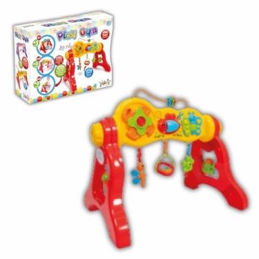 Imagem de Centro de Atividades Play Gym 3 em 1, Brinquedo Educativo com Som e Melodias, Colorido para Bebês a partir de 3 Meses, 58x53x42cm