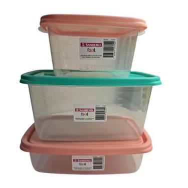 Imagem de Kit potes plastico sanremo 3pç 1,4l/0,8l/0,78l