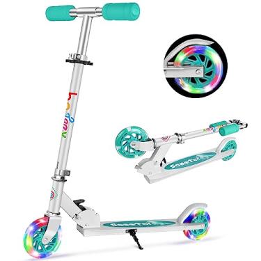 Imagem de BELEEV Scooters V1 para crianças, patinete dobrável de 2 rodas para meninas e meninos, 3 alturas ajustáveis, rodas iluminadas, scooter leve com suporte para crianças de 3 a 12 anos (Aqua)