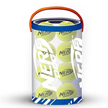 Imagem de Nerf Dog Conjunto de presente de brinquedo para cães com 16 peças, inclui 16 bolas de tênis de 6,35 cm e um balde de 26 cm, material resistente Nerf, verde