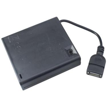 Imagem de OZXNO 4 AA USB Battery Case Box Holder 6V Black Female Socket with Cover and On/Off Switch for RC Cars LED Light