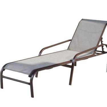 Imagem de Espreguiçadeira para Jardim 46cm x 62cm x 190cm Slim Marrom/Bege