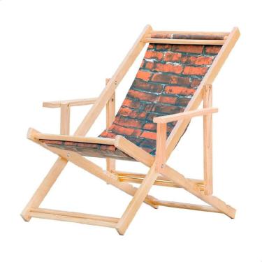 Imagem de Espreguiçadeira Preguiçosa Dobrável Madeira Maciça Natural Tijolos
